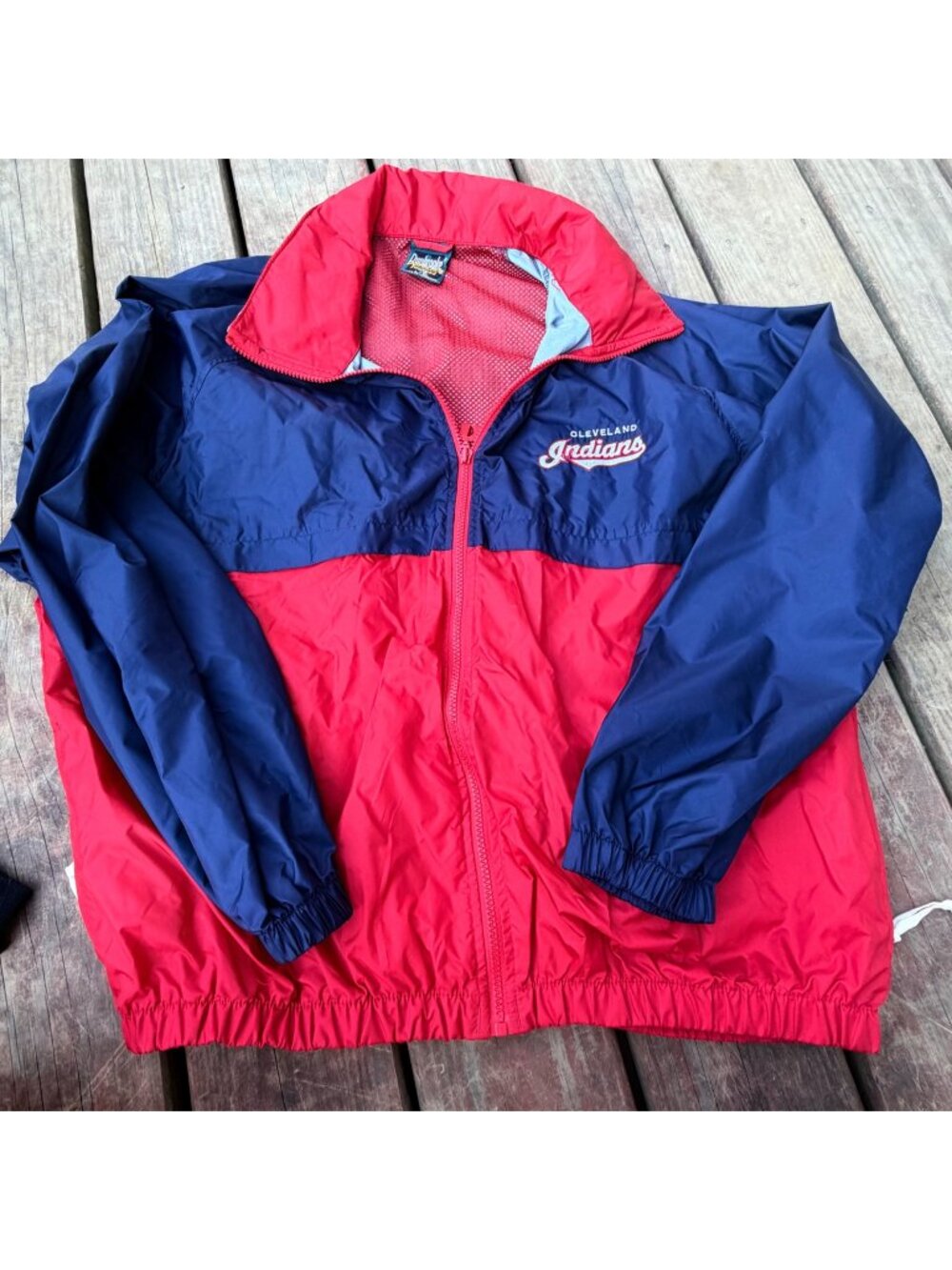 Vintage Cleveland Indians Red & Navy Windbreaker Jacket L/XL Dunbrooke